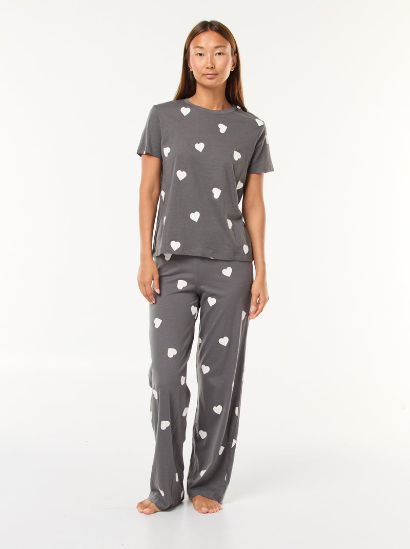 Ensemble pyjama t-shirt + pantalon - 2 pièces Gris - Kiabi