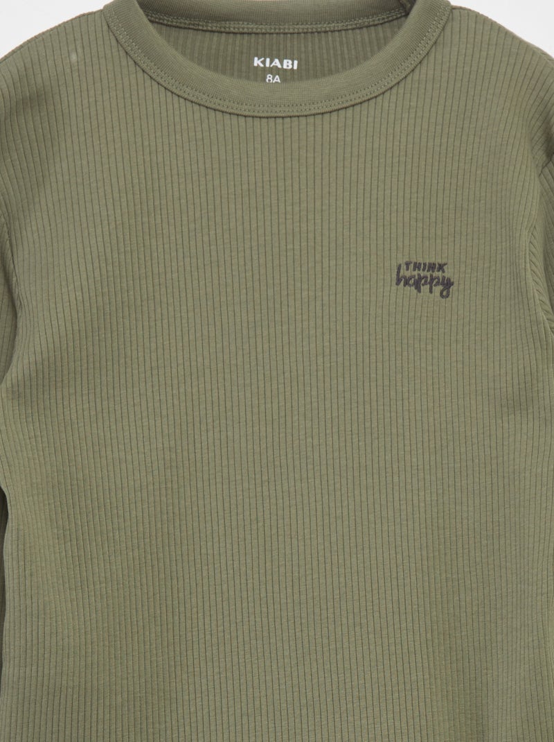 Ensemble pyjama t-shirt + pantalon - 2 pièces Kaki - Kiabi