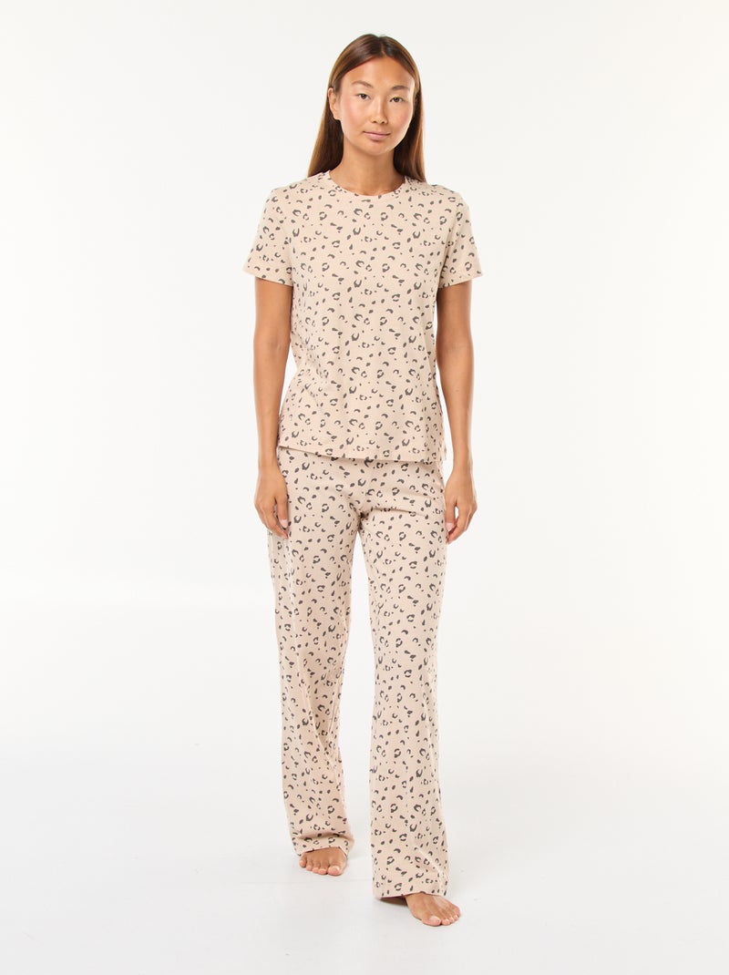 Ensemble pyjama t-shirt + pantalon - 2 pièces Marron - Kiabi