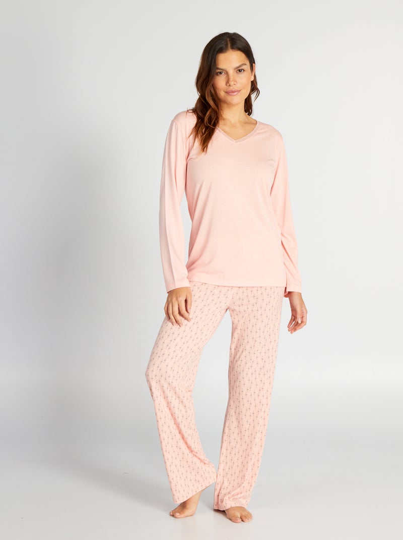 Ensemble pyjama t-shirt + pantalon - 2 pièces Rose - Kiabi