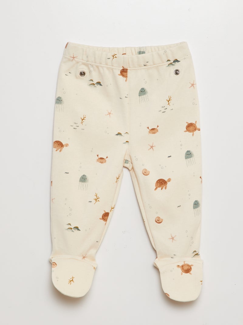 Ensemble pyjama t-shirt + pantalon avec pieds - 2 pièces BLANC - Kiabi