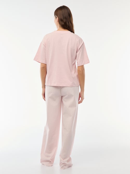 Ensemble pyjama t-shirt + pantalon en popeline 'Angel' - 2 pièces - Kiabi