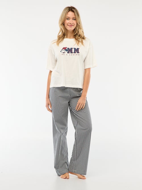 Ensemble pyjama t-shirt + pantalon en popeline 'Minnie' - 2 pièces - Kiabi