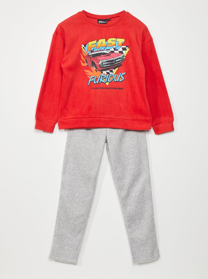 Ensemble pyjama t-shirt + pantalon 'Fast and Furious' - 2 pièces Rouge/Gris - Kiabi