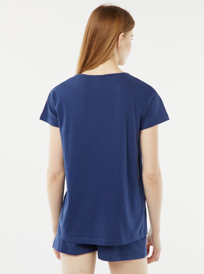 Ensemble pyjama t-shirt sans manches + short imprimé - 2 shorts Bleu - Kiabi