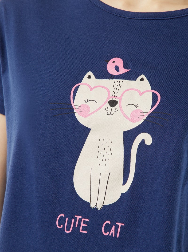 Ensemble pyjama t-shirt sans manches + short imprimé - 2 shorts Bleu - Kiabi