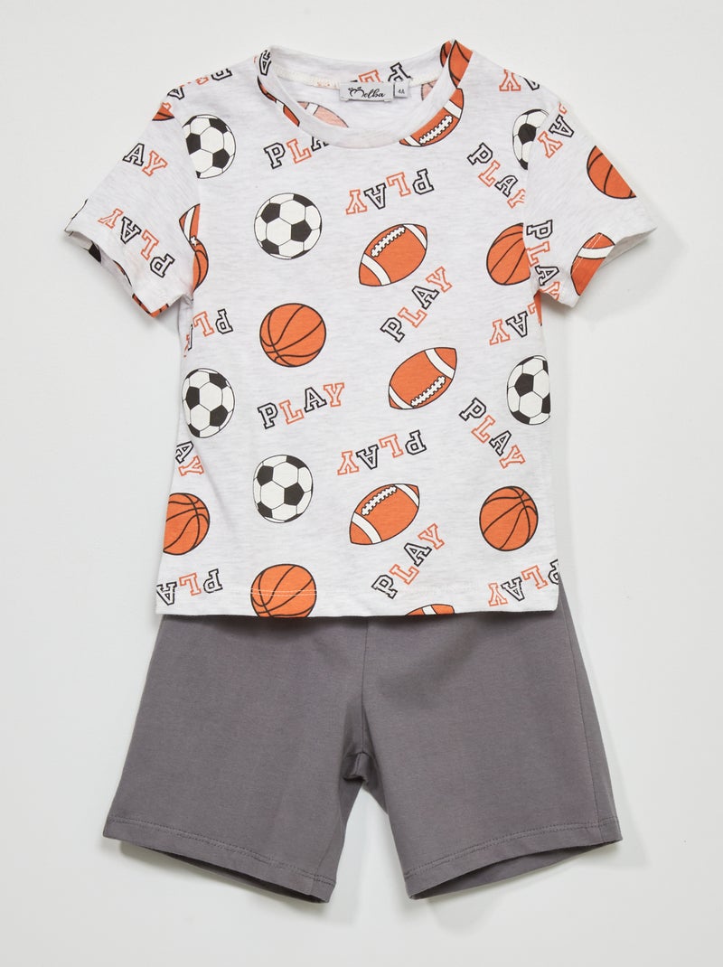 Ensemble pyjama t-shirt + short - 2 pièces Gris - Kiabi