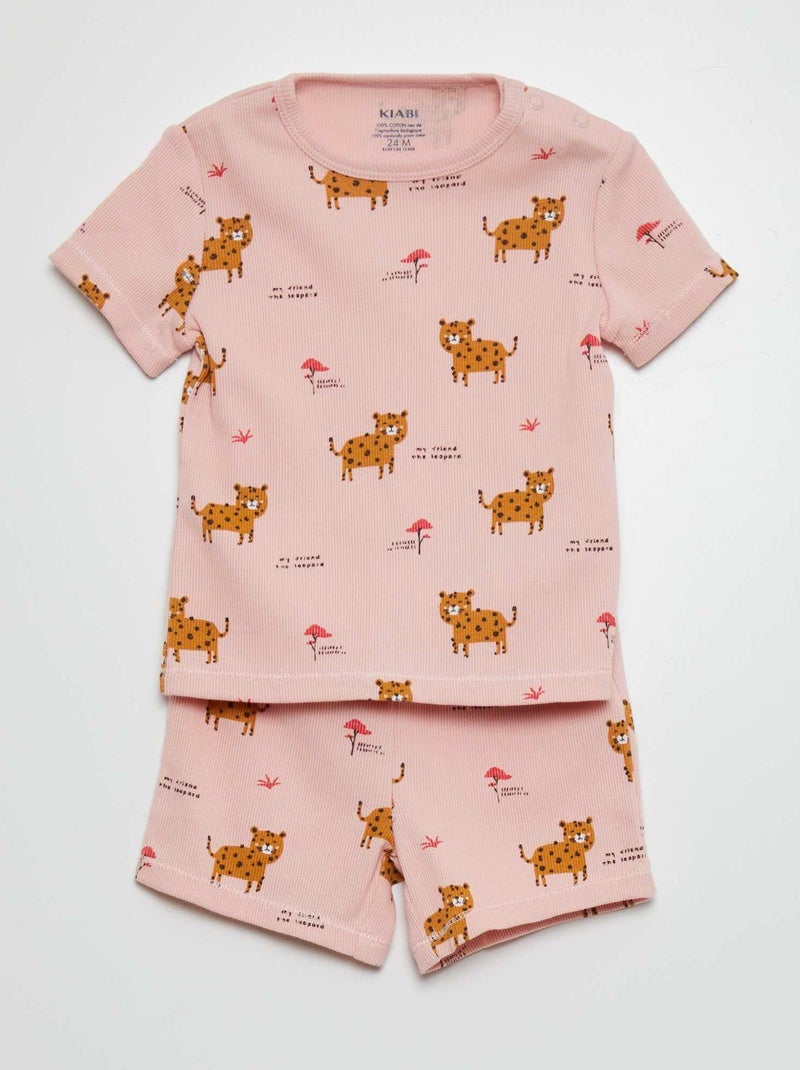 Ensemble pyjama t-shirt + short  - 2 pièces Rose - Kiabi