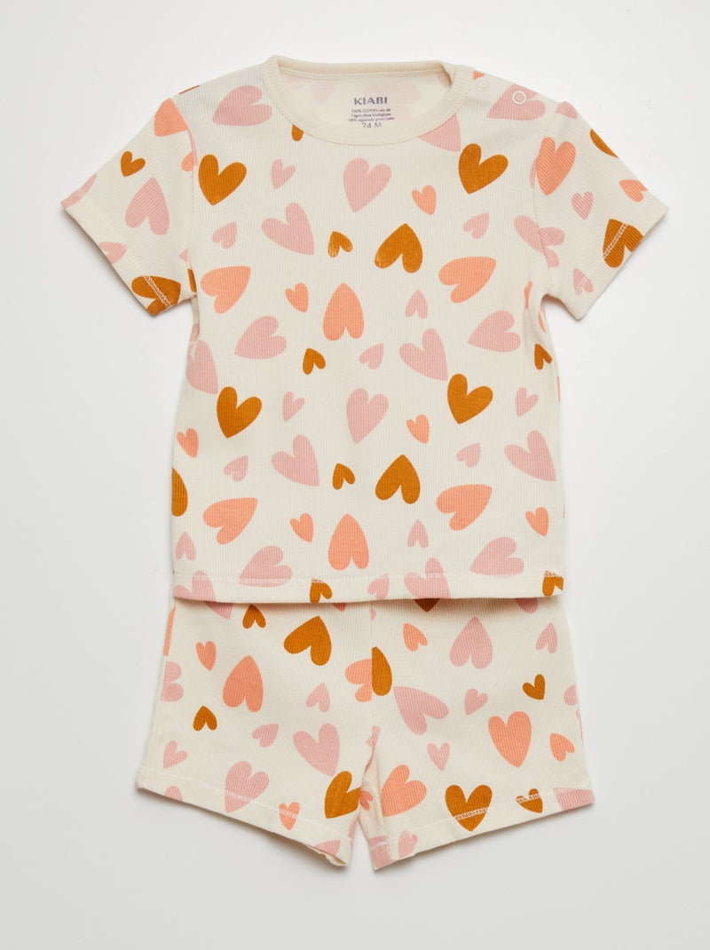 Ensemble pyjama t-shirt + short  - 2 pièces Rose - Kiabi