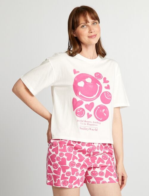 Ensemble pyjama t-shirt + short - SmileyWorld - Kiabi