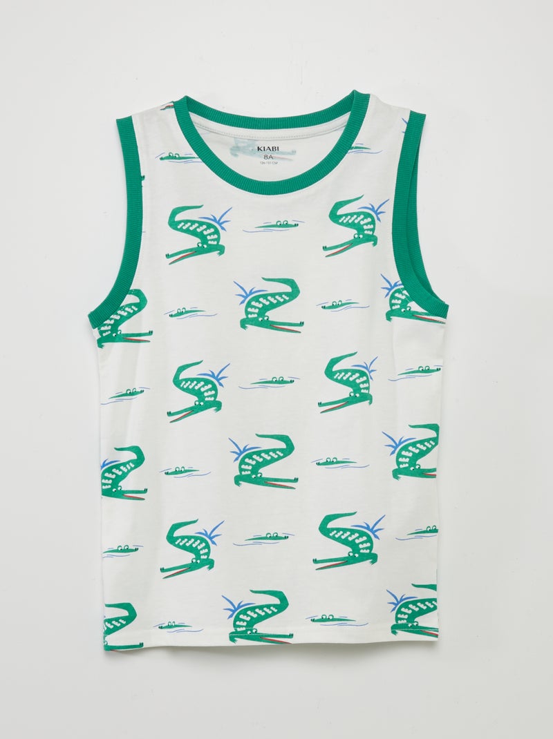 Ensemble pyjama t-shirt + short 'croco' Blanc/vert - Kiabi