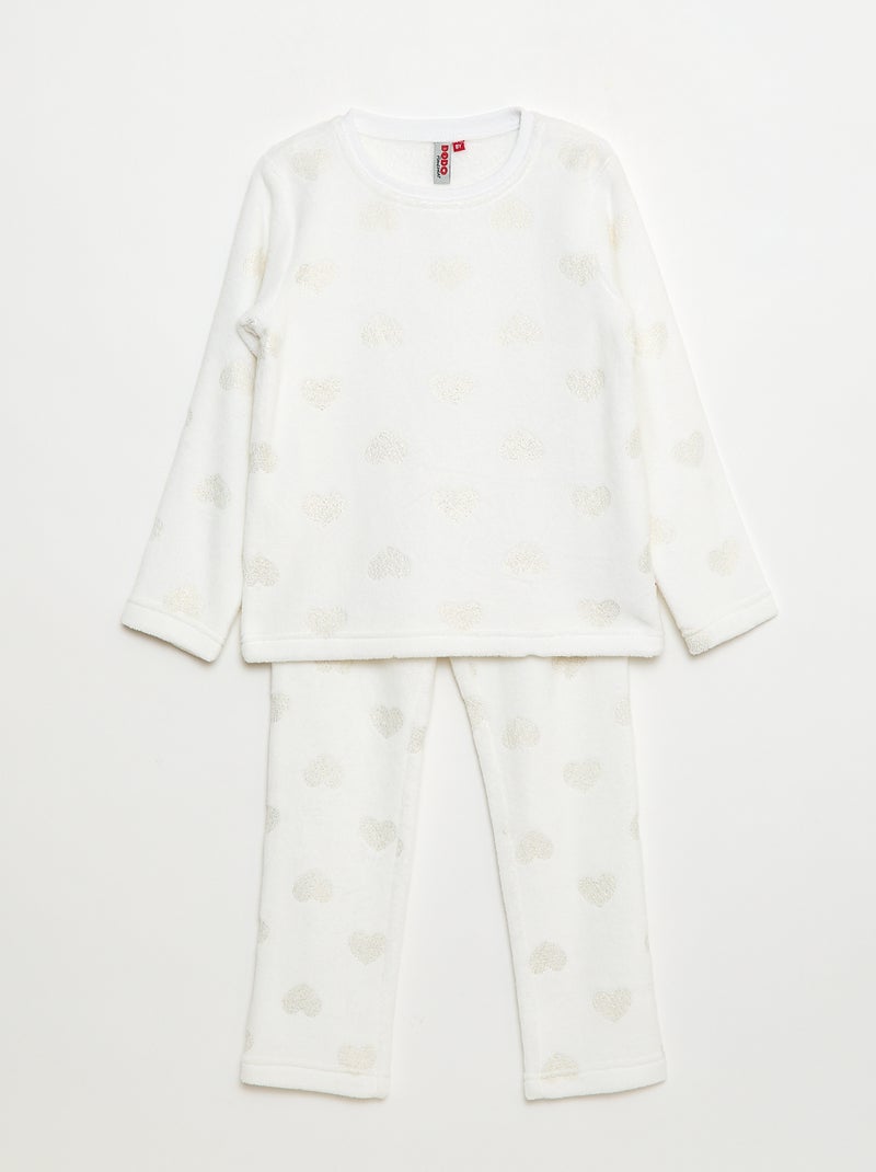 Ensemble pyjama t-shirt + short en polaire - 2 pièces Blanc - Kiabi
