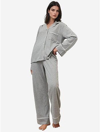 Ensemble pyjama taille haute à jambes larges et col chemise