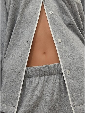 Ensemble pyjama taille haute à jambes larges et col chemise