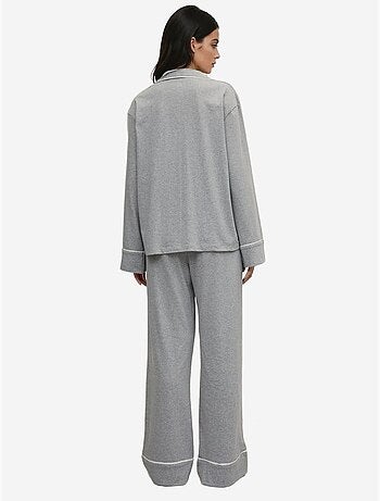 Ensemble pyjama taille haute à jambes larges et col chemise