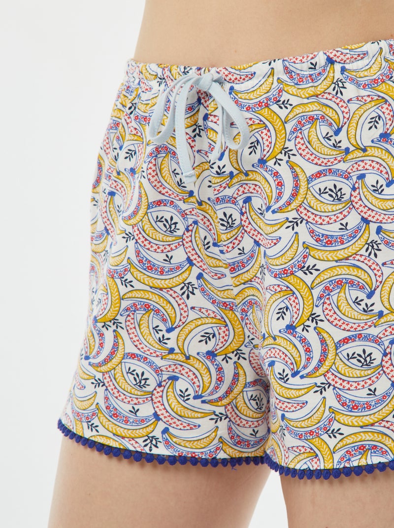 Ensemble pyjama tee-shirt à message + short imprimé Jaune - Kiabi