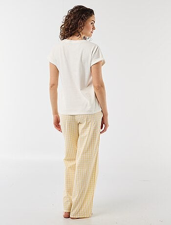 Ensemble pyjama tee-shirt + pantalon à carreaux - 2 pièces