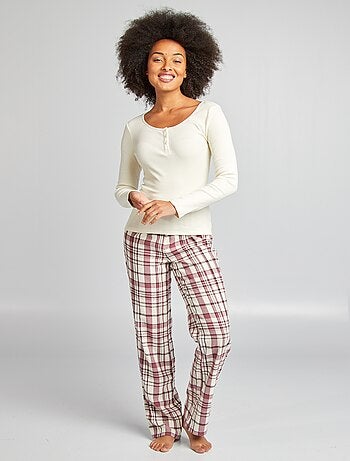 Ensemble pyjama tee-shirt + pantalon à carreaux