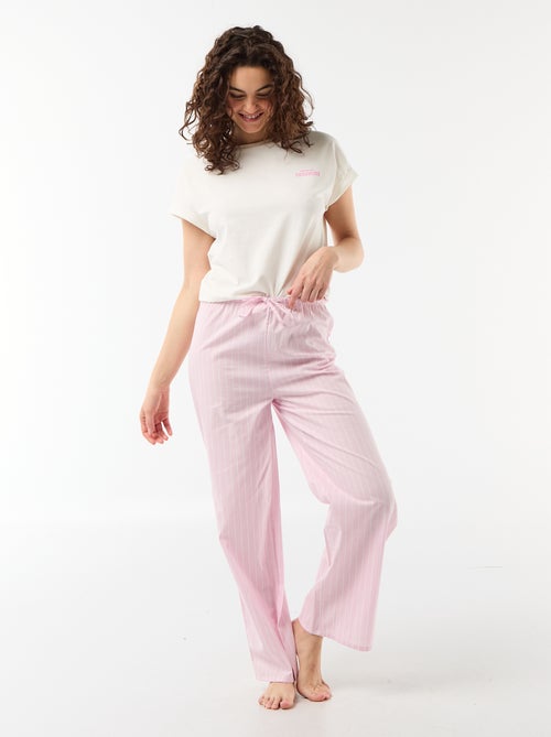 Ensemble pyjama tee-shirt + pantalon à rayures - 2 pièces - Kiabi Ensemble pyjama tee-shirt + pantalon à rayures - 2 pièces - Kiabi