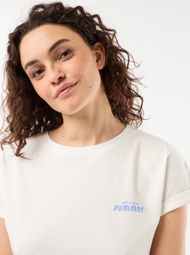 Ensemble pyjama tee-shirt + pantalon à rayures- 2 pièces Bleu - Kiabi