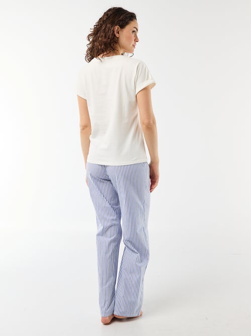 Ensemble pyjama tee-shirt + pantalon à rayures- 2 pièces - Kiabi Ensemble pyjama tee-shirt + pantalon à rayures- 2 pièces - Kiabi
