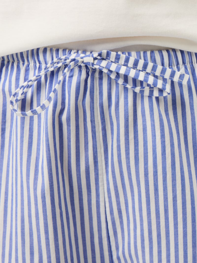 Ensemble pyjama tee-shirt + pantalon à rayures- 2 pièces Bleu - Kiabi