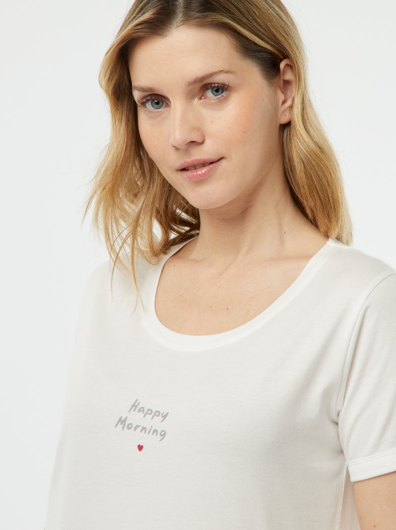 Ensemble pyjama tee-shirt + pantalon 'Dodo' Blanc/bleu - Kiabi