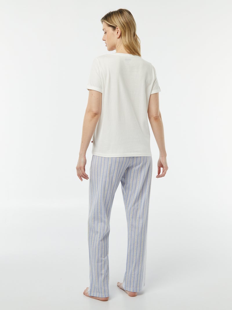 Ensemble pyjama tee-shirt + pantalon 'Dodo' Blanc/bleu - Kiabi