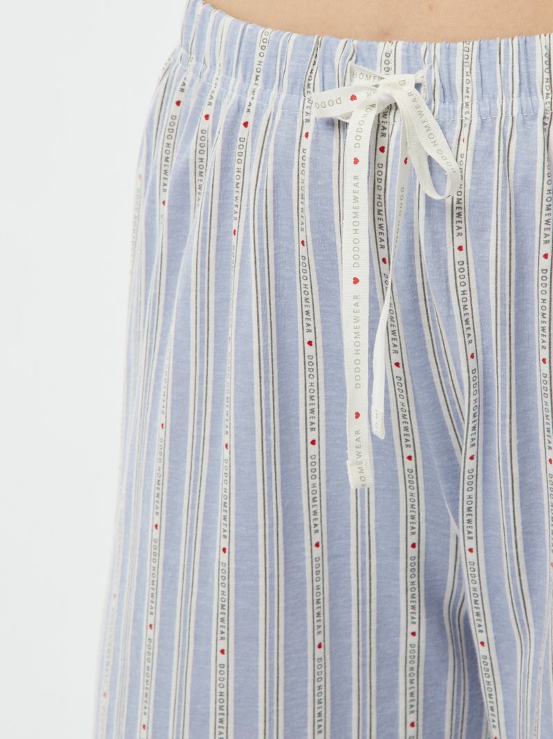 Ensemble pyjama tee-shirt + pantalon 'Dodo' Blanc/bleu - Kiabi