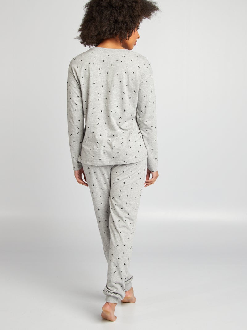Ensemble pyjama tee-shirt + pantalon imprimé Gris - Kiabi