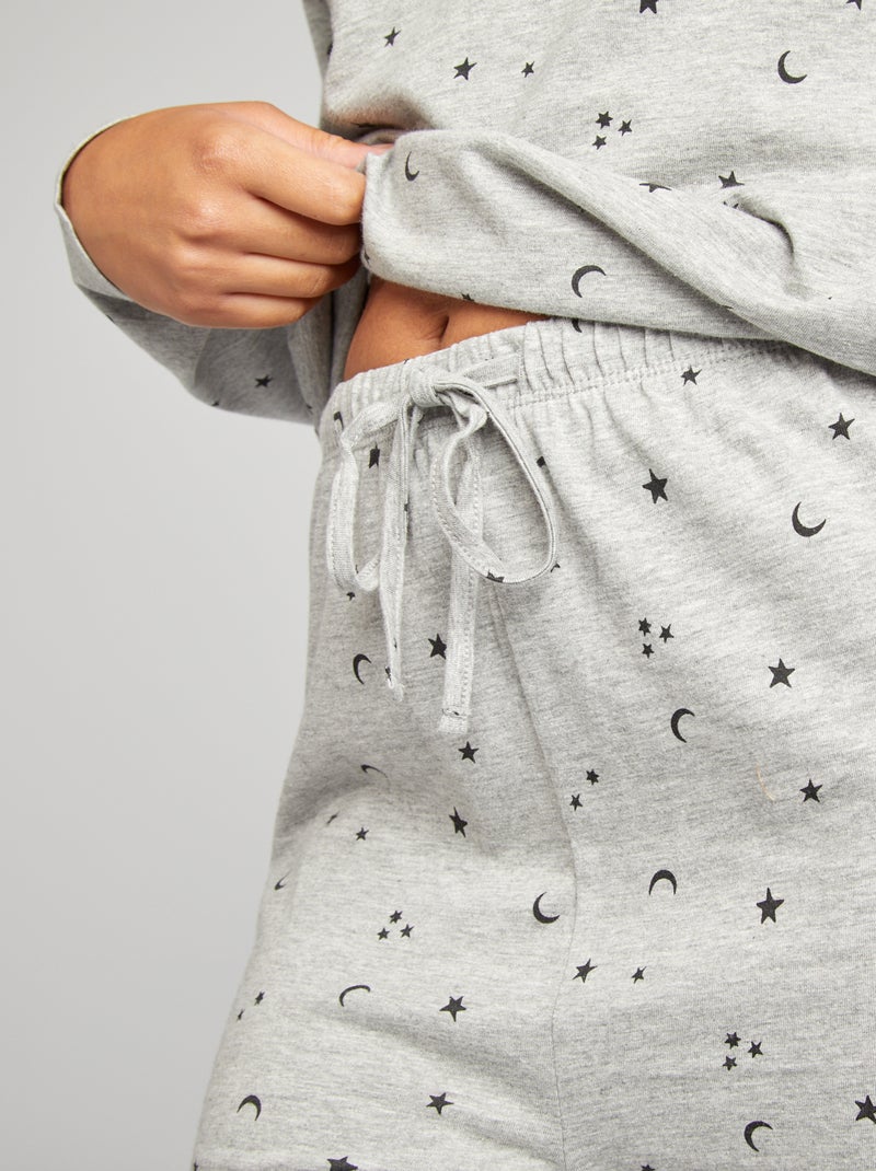 Ensemble pyjama tee-shirt + pantalon imprimé Gris - Kiabi