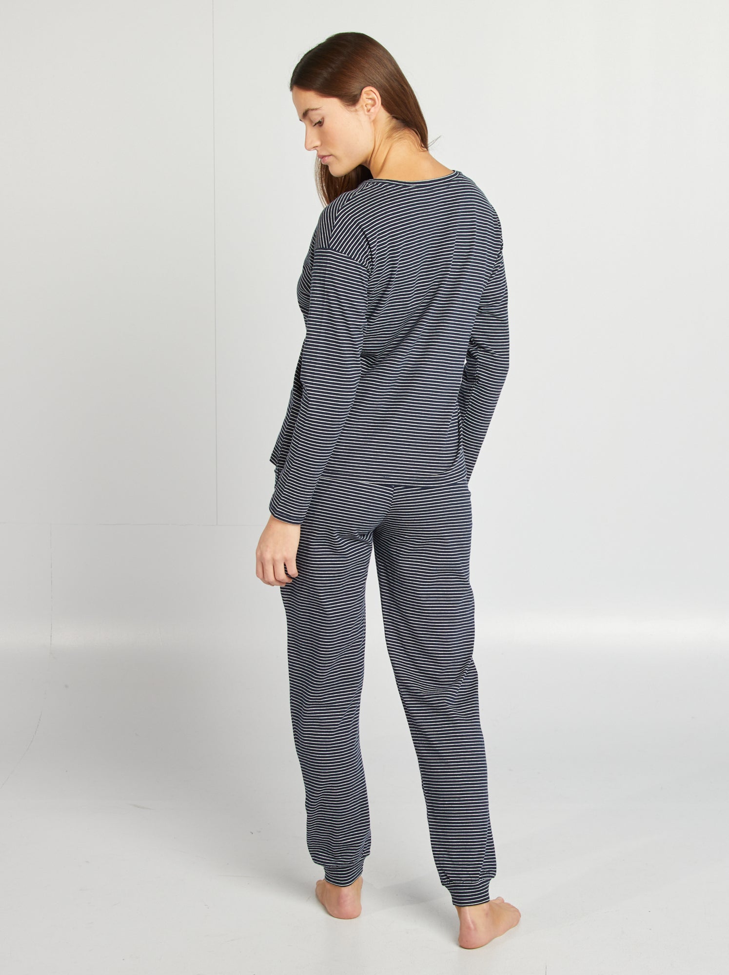 Pyjama D'été En Coton Fleuri - Ensemble Tee-shirt + Pantalon - Taille M (42/44) - Occasion Très Bon état
