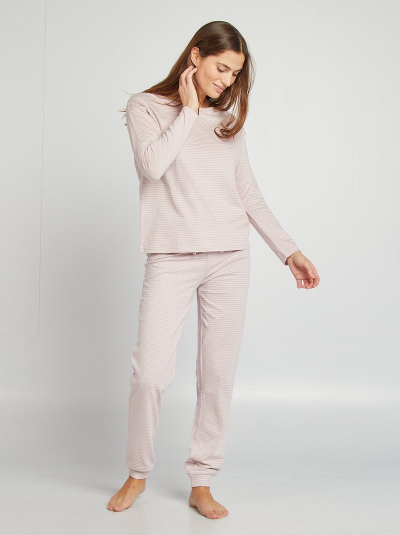 Ensemble pyjama tee-shirt + pantalon imprimé Rose - Kiabi