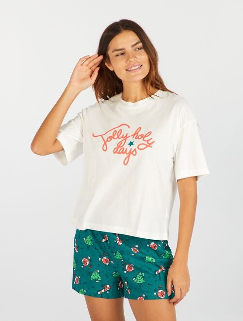 Ensemble pyjama  Tee-shirt + short Noël - 2 pièces - Kiabi