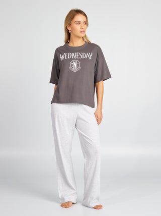 Ensemble pyjama 'Wednesday' t-shirt + pantalon - 2 pièces