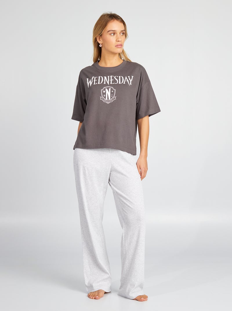 Ensemble pyjama 'Wednesday' t-shirt + pantalon - 2 pièces Gris - Kiabi