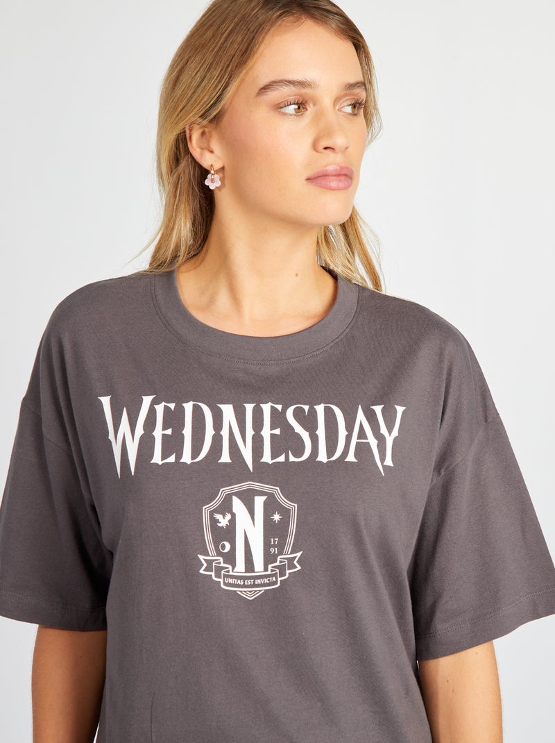 Ensemble pyjama 'Wednesday' t-shirt + pantalon - 2 pièces Gris - Kiabi