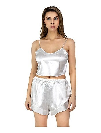 Ensemble Pyjashort fluide en satin Kebello
