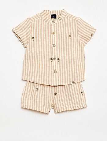 Ensemble rayé 2 pièces - chemise + short