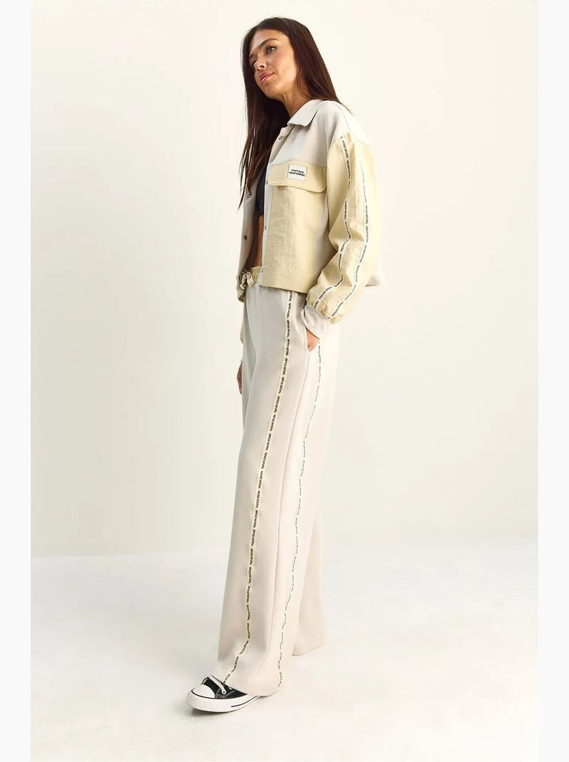 Ensemble rayé veste et pantalon large lucci Beige argile - Kiabi