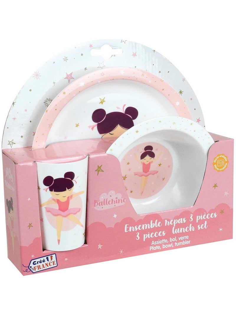 Ensemble Repas Ballerine (Assiette, Bol, Verre) Blanc - Kiabi