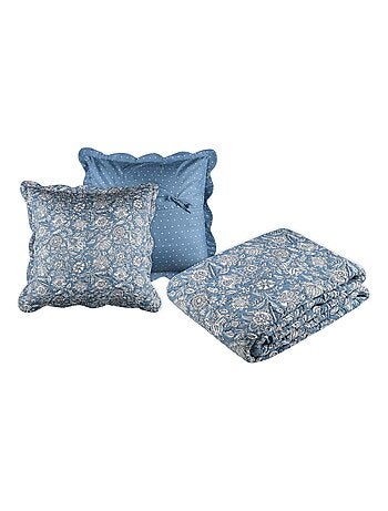 Ensemble réversible boutis et taies au style fleuri