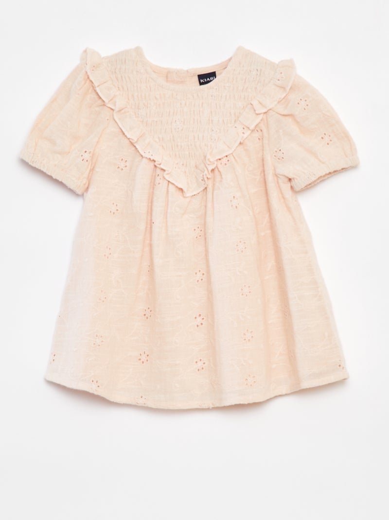 Ensemble robe avec broderies anglaises + culotte - 2 pièces Beige - Kiabi