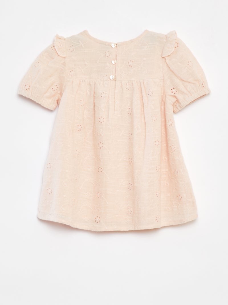 Ensemble robe avec broderies anglaises + culotte - 2 pièces Beige - Kiabi