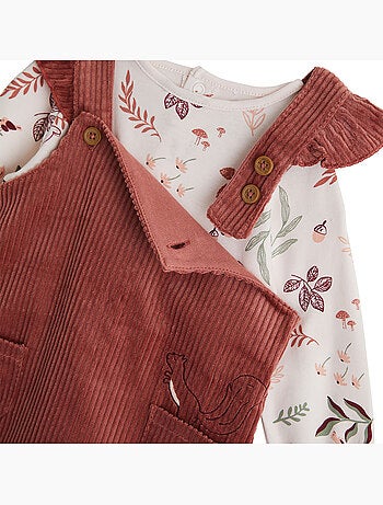 Ensemble robe bébé en velours côtelé, t-shirt et collant evie