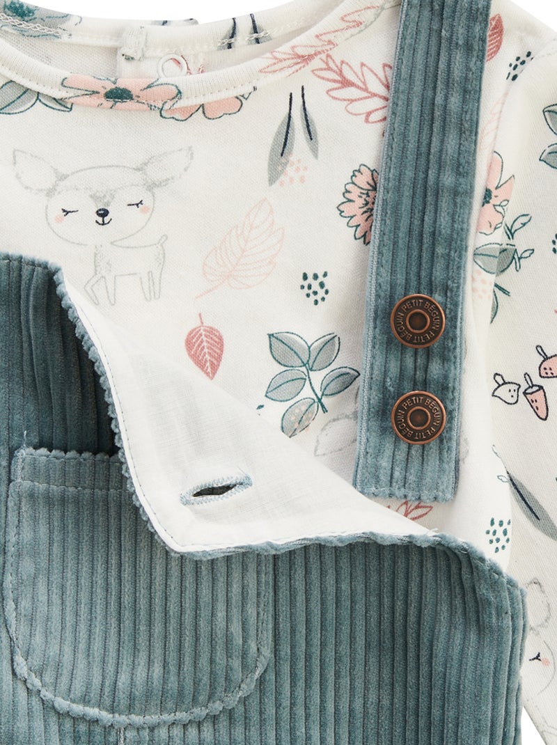 Ensemble robe bébé en velours, t-shirt et collant Ma Petite Bichette Bleu - Kiabi