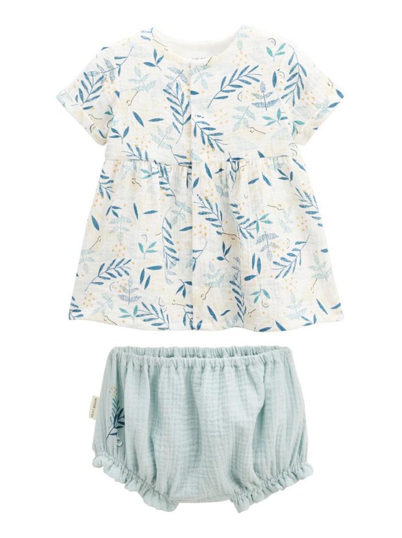 Ensemble robe bébé et bloomer en gaze de coton Iskia Ecru - Kiabi