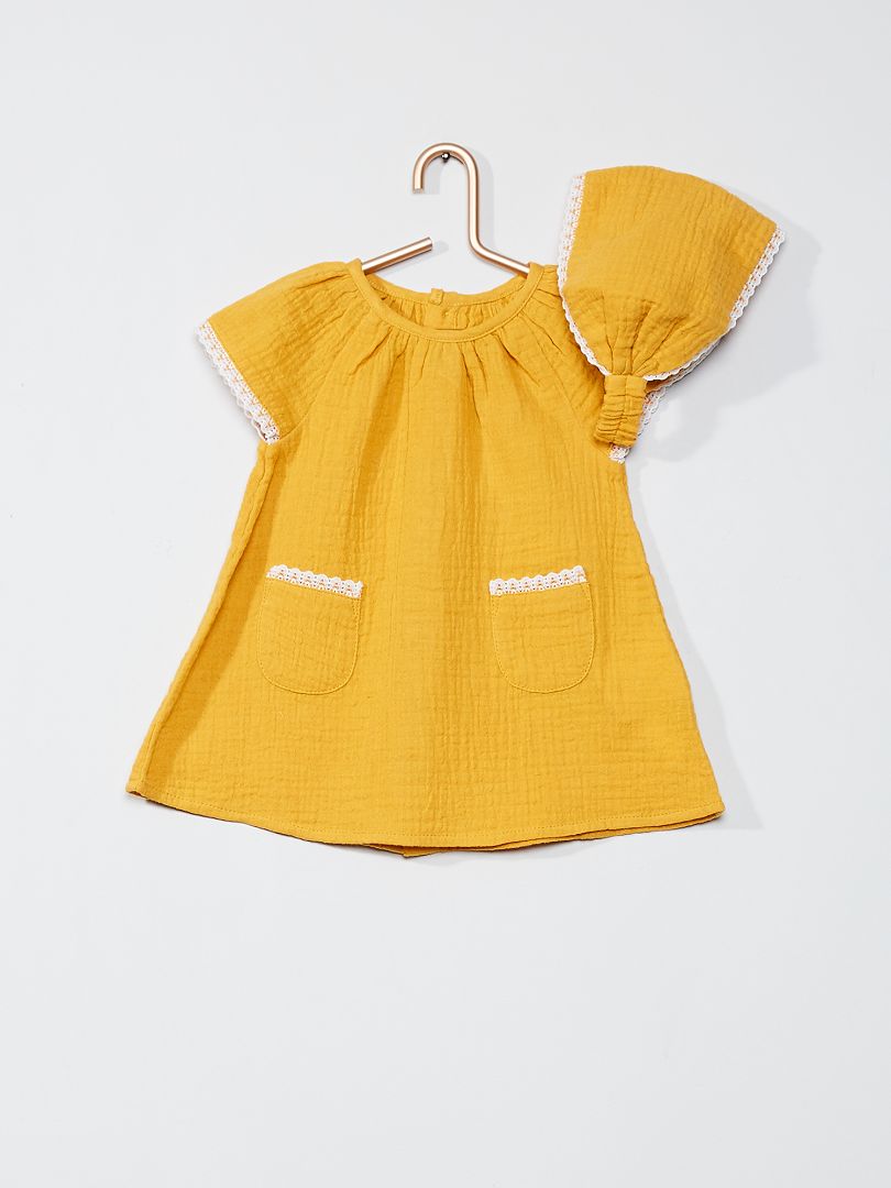 Ensemble robe + culotte + bandeau jaune - Kiabi
