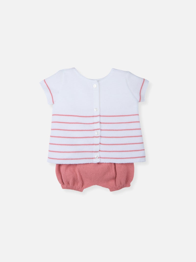 Ensemble robe et bloomer bébé Blanc Rose - Kiabi
