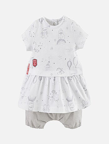 ENSEMBLE ROBE ET BLOOMER BEBE FILLE